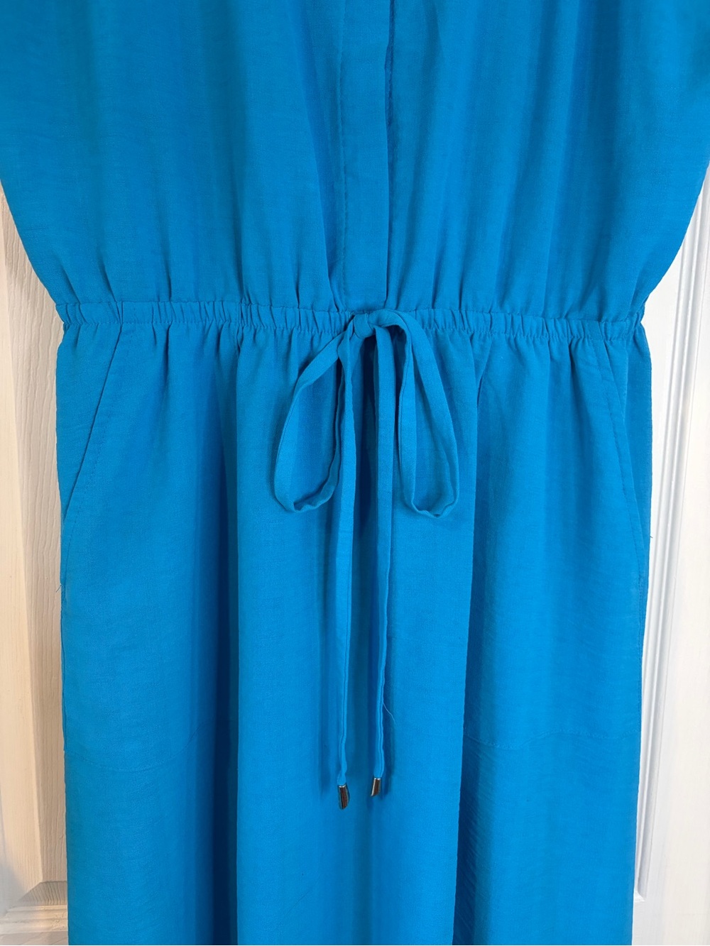 Maggy London Turquoise Tie-Waist Midi Shirt Dress - Picture 6 of 9